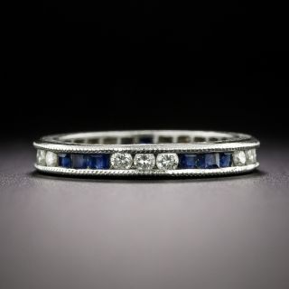 Art Deco-Style Diamond and Sapphire Eternity Band, Size 5 - 3