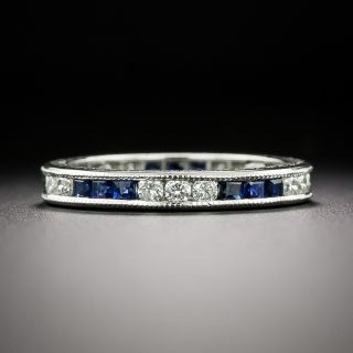 Art Deco-Style Diamond and Sapphire Eternity Band, Size 5 - 2