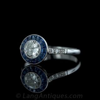 Art Deco Style Diamond and Sapphire Ring