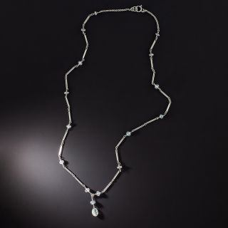 Art Deco Style Diamond Briolette and Rondelle Necklace - 1