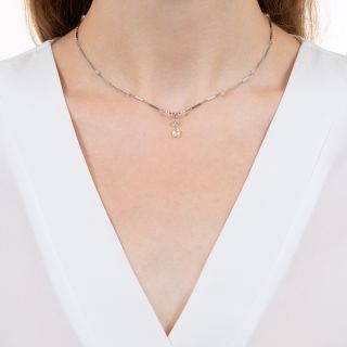 Art Deco Style Diamond Briolette and Rondelle Necklace