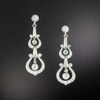 Art Deco Style Diamond Dangle Earrings - 2