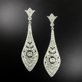 Art Deco-Style Diamond Dangle Earrings - 2