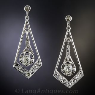 Art Deco Style Diamond Dangle Earrings