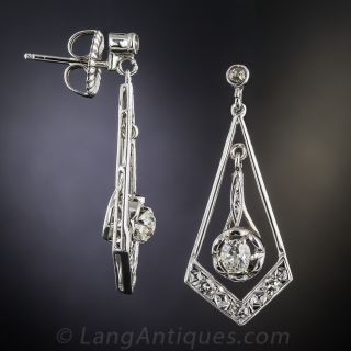 Art Deco Style Diamond Dangle Earrings