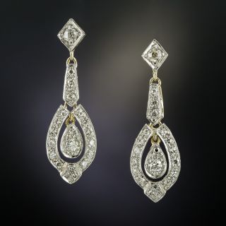 Art Deco Style Diamond Drop Earrings - 2