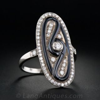 Art Deco Style Diamond Onyx Dinner Ring