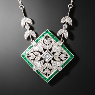 Art Deco-Style Emerald and Diamond Necklace - 2