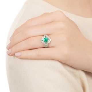 Art Deco-Style Emerald and Diamond Ring