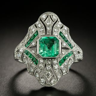 Art Deco Style Emerald and Diamond Ring  - 2