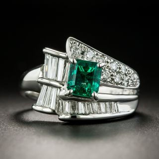 Art Deco Style Emerald and Diamond Ring - 2