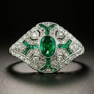 Art Deco Style Emerald and Diamond Ring - 3