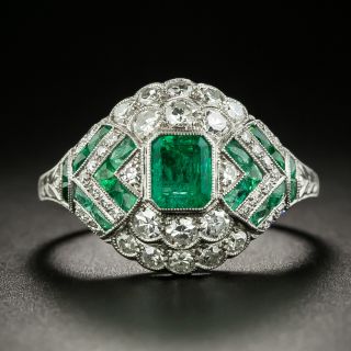 Art Deco Style Emerald and Diamond Ring - 2