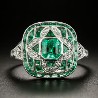 Art Deco Style Emerald and Diamond Ring - 2