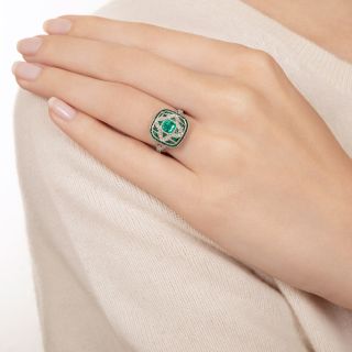 Art Deco Style Emerald and Diamond Ring