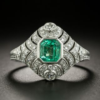 Art Deco-Style Emerald and Diamond Ring - 1