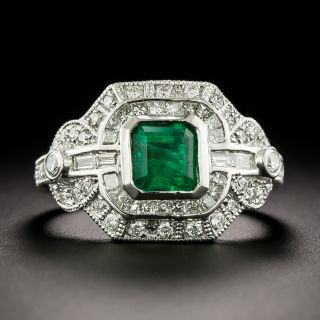 Art Deco-Style Emerald and Diamond Ring - GIA - 2