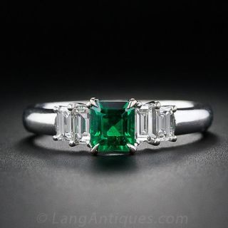 Art Deco Style Emerald and Diamond Ring