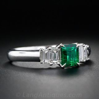 Art Deco Style Emerald and Diamond Ring