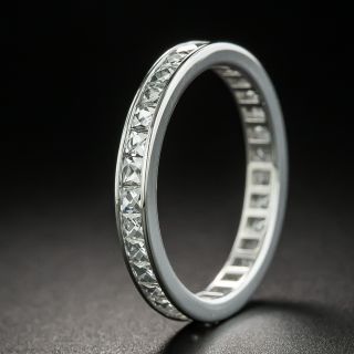 Art Deco Style French Cut Diamond Eternity Wedding Band, Size 6 1/2 - 2