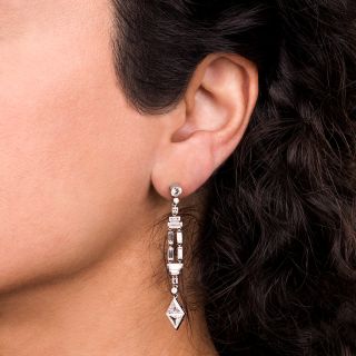 Art Deco Style Long Diamond Dangle Earrings