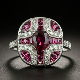 Art Deco Style No-Heat Ruby and Diamond Ring  - 1