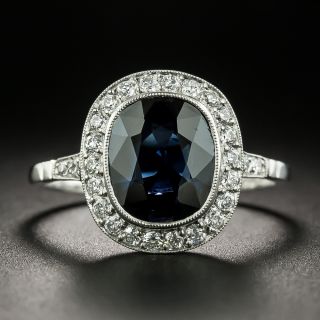 Art Deco Style No Heat Sapphire and Diamond Ring - 2