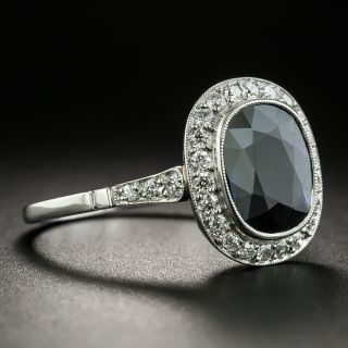 Art Deco Style No Heat Sapphire and Diamond Ring