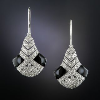 Art Deco Style Onyx and Diamond Earrings - 3