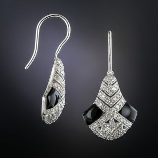 Art Deco Style Onyx and Diamond Earrings