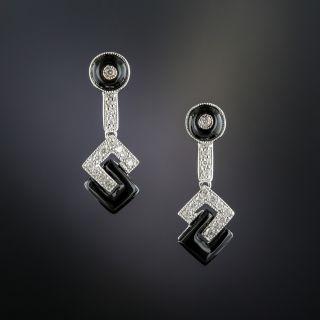 Art Deco Style Onyx and Diamond Earrings - 3