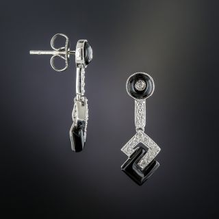 Art Deco Style Onyx and Diamond Earrings