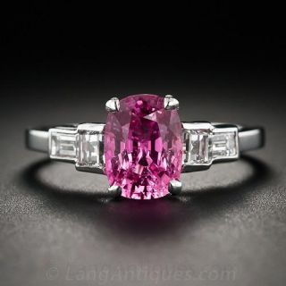 Art Deco Style Pink Sapphire and Diamond Ring