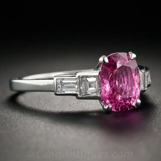 Art Deco Style Pink Sapphire and Diamond Ring