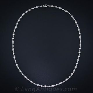 Art Deco Style Platinum Diamond Chain Necklace