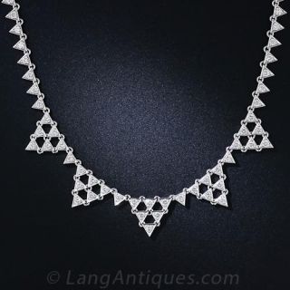 Art Deco Style Platinum Diamond Choker Necklace