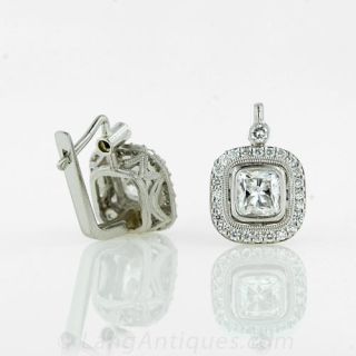 Art Deco Style Platinum Diamond Earrings