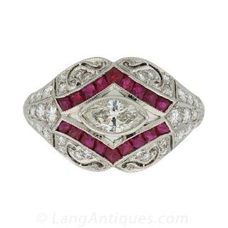 Art Deco Diamond and Ruby Ring
Estate Diamond Jewelry 