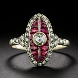 Art Deco-Style Rose Cut Diamond and Ruby Ring - 3