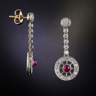 Art Deco Style Ruby and Diamond Drop Earrings