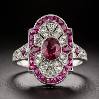 Art Deco-Style Ruby and Diamond Ring - 1