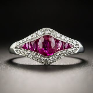 Art Deco Style Ruby Diamond Ring - 1