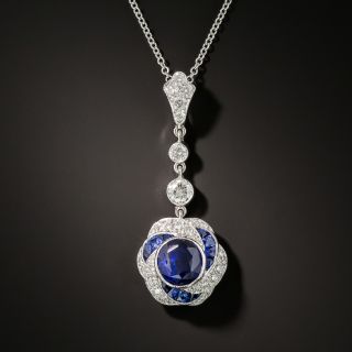 Art Deco Style Sapphire and Diamond Drop - 2