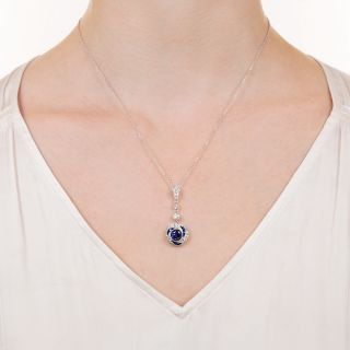 Art Deco Style Sapphire and Diamond Drop