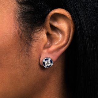Art Deco Style Sapphire and Diamond Earrings