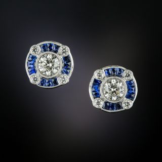 Art Deco Style Sapphire and Diamond Earrings - 3