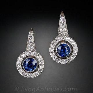Art Deco Style Sapphire and Diamond Earrings