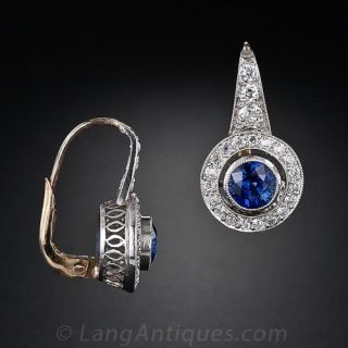 Art Deco Style Sapphire and Diamond Earrings