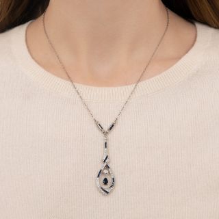 Art Deco-Style Sapphire and Diamond Necklace