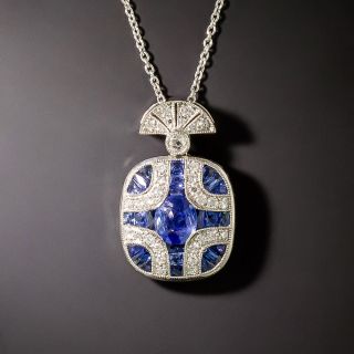 Art Deco Style Sapphire and Diamond Pendant - 3